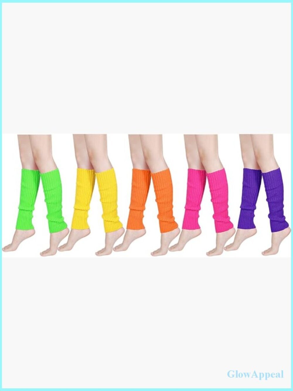 5 Pair Knit Ribbed Leg Warmers Stretchy 80s Party Accessories